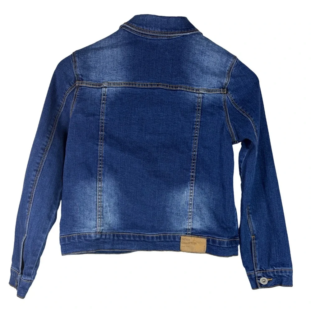 Zara Denim Jacket Girls 11/12 Blue Dark Wash Button Front Casual Collection